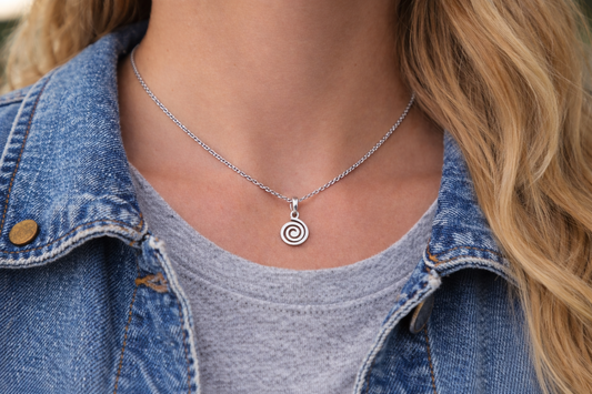 Small Spiral Pendant Necklace - Stainless Steel Jewelry - Greek Gift