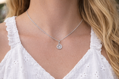 Small Spiral Pendant Necklace - Stainless Steel Jewelry - Greek Gift