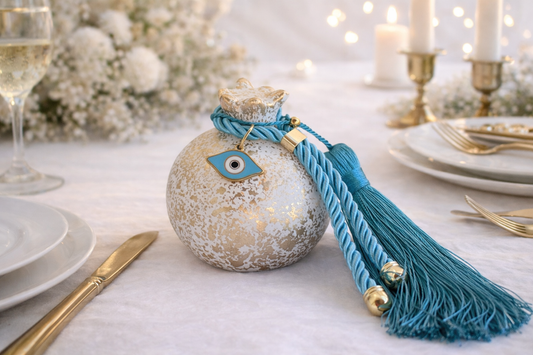 Evil Eye Ceramic Pomegranate with Tassel  - Greek Gouria