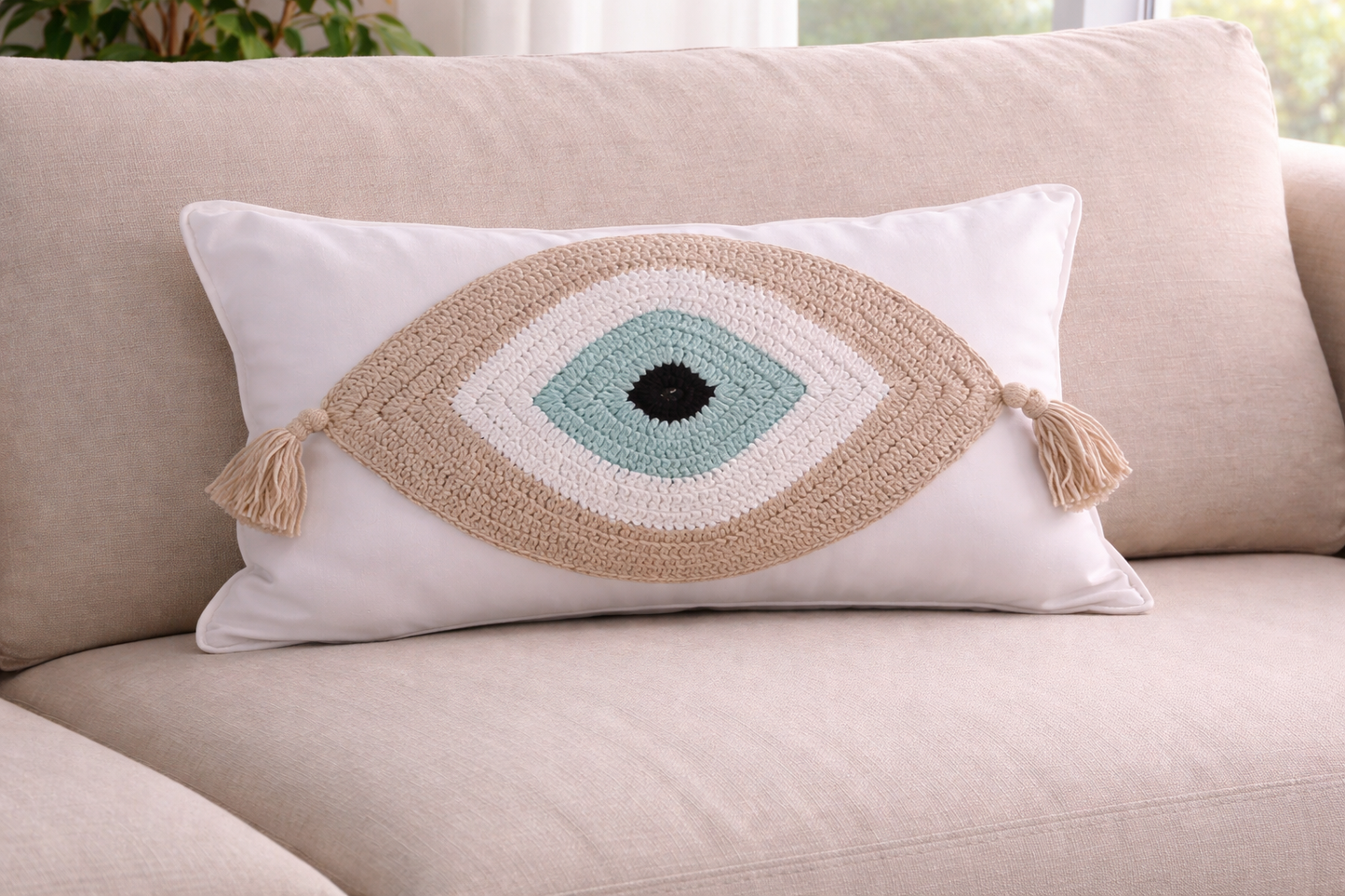 Housse de Coussin Oeil Bleu Dans 3 Coloris