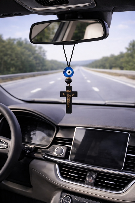 Bijou de Retroviseur Oeil Croix en Bois