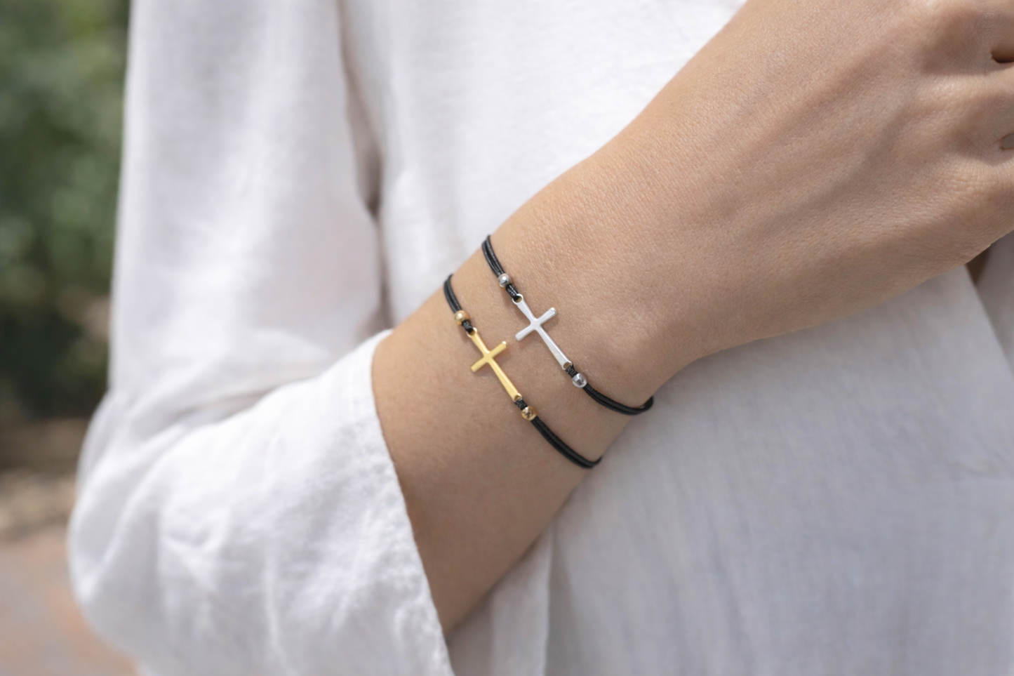 Bracelet croix en acier inoxydable - Bijou femme