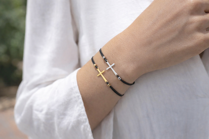 Bracelet croix en acier inoxydable - Bijou femme