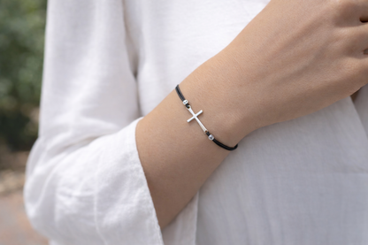 Bracelet croix en acier inoxydable - Bijou femme