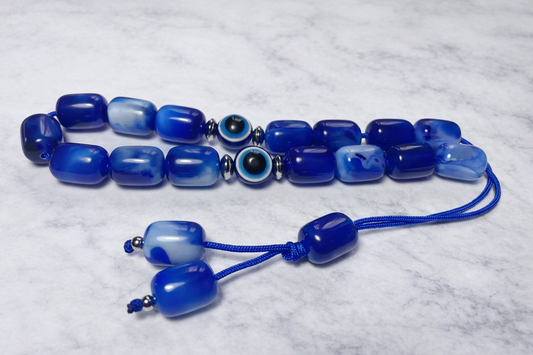 Evil Eye Worry Beads – Greek gift – Anti stress toy – Blue komboloi
