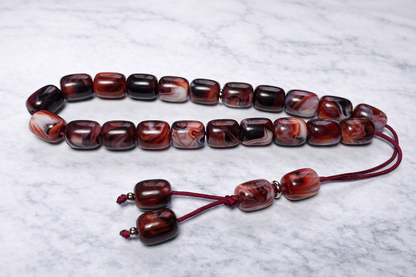 Dark Red White Worry Beads – Greek Gift – Anti Stress Toy – Red Komboloi