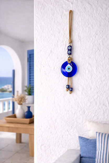 Glass Evil Eye Wall Hanging - 7 cm Glass Eye - House Protection & Ornament