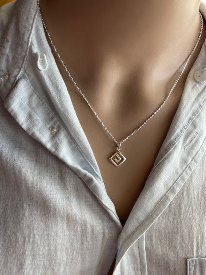 Silver Greek Meander pendant necklace