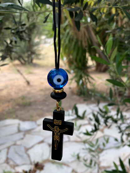 Wooden Evil Eye Rearview Charm - Wooden Car Charm - New Driver Gift