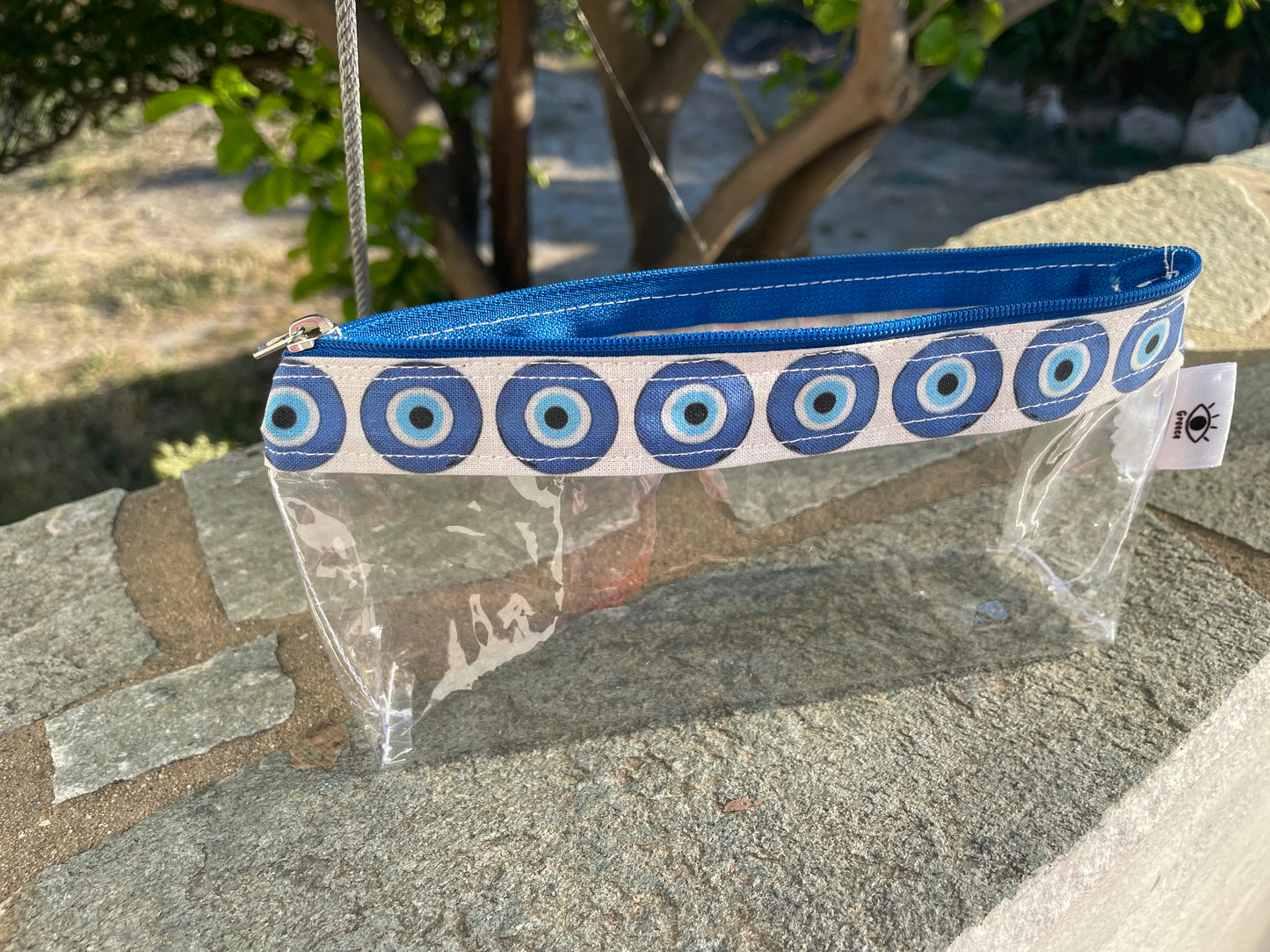 Greek Evil Eye Clear PVC Makeup Pouch - Clear Cosmetic Bag