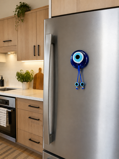 Glass Evil Eye Fridge Magnet | Greek Lucky Charm | Handmade Home Decor Gift