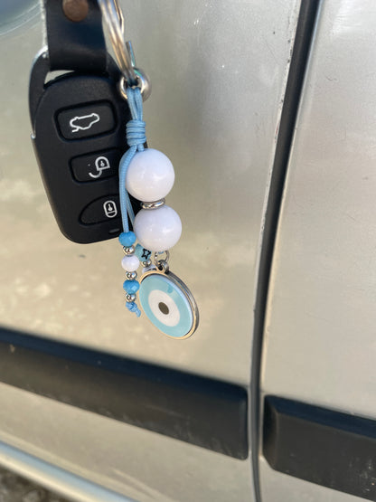 Bijou de Sac ou Porte clés Oeil Bleu ciel Porte-Bonheur – Élégance et Protection