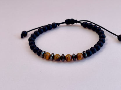Men’s Bracelet Black Onyx & Tiger’s Eye - Gift for Him