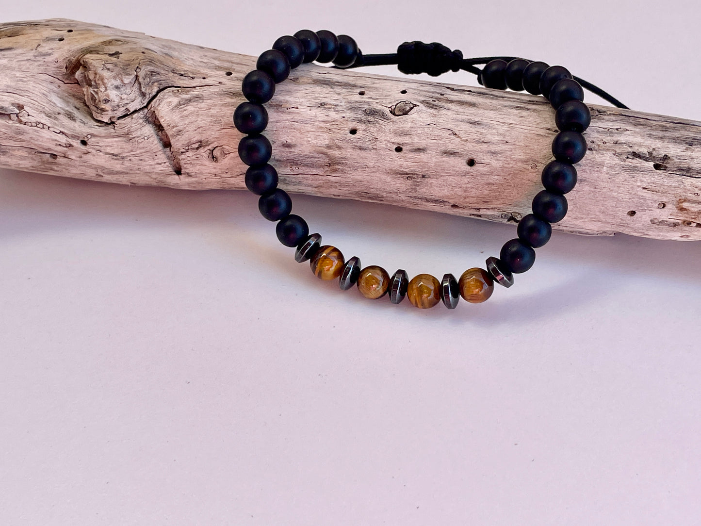 Men’s Bracelet Black Onyx & Tiger’s Eye - Gift for Him