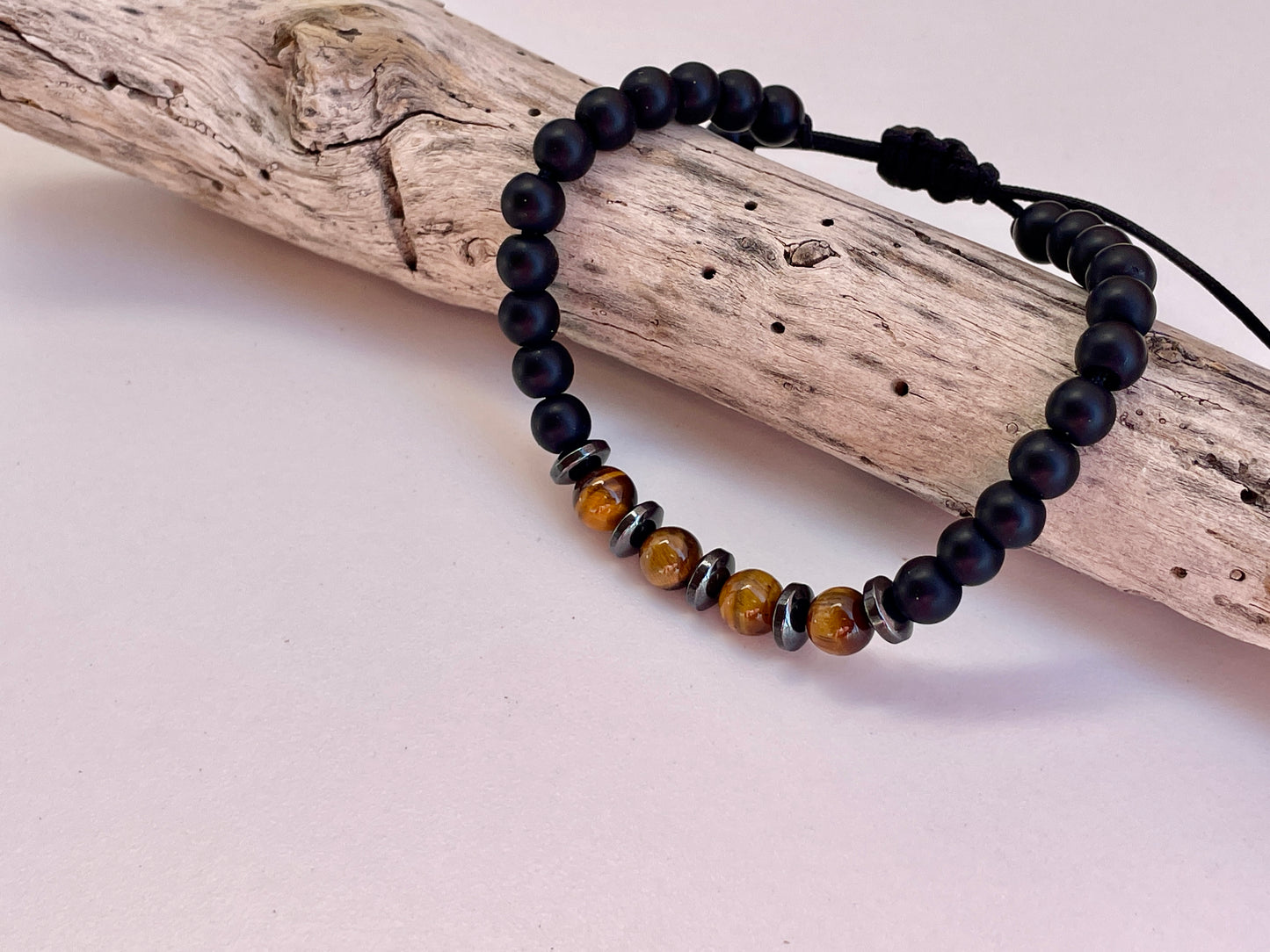 Men’s Bracelet Black Onyx & Tiger’s Eye - Gift for Him