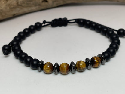 Men’s Bracelet Black Onyx & Tiger’s Eye - Gift for Him