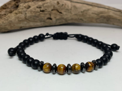 Men’s Bracelet Black Onyx & Tiger’s Eye - Gift for Him