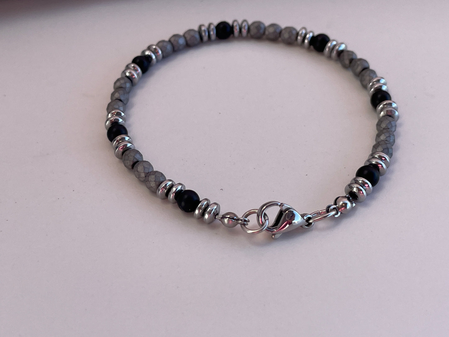Minimalist Men’s Hematite & Onyx Bracelet - Gift for Him