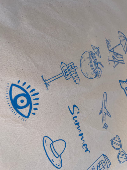 Summer Tote Bag – Made in Greece - Blue Beach Icons