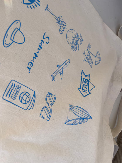 Summer Tote Bag – Made in Greece - Blue Beach Icons
