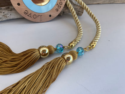 Evil Eye Wishes Wall Hanging, Tassel Housewarming, New Years Gift, House Protection