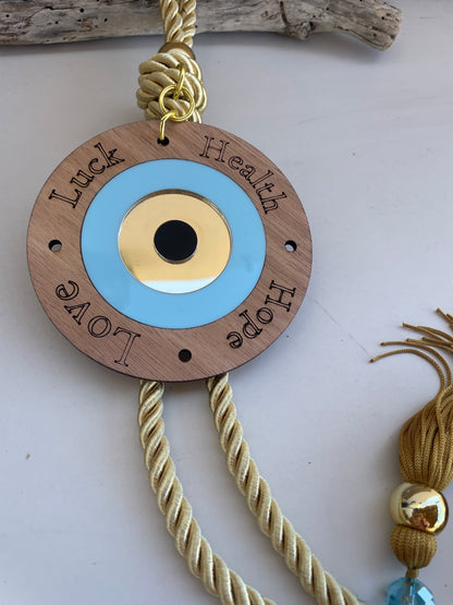 Evil Eye Wishes Wall Hanging, Tassel Housewarming, New Years Gift, House Protection