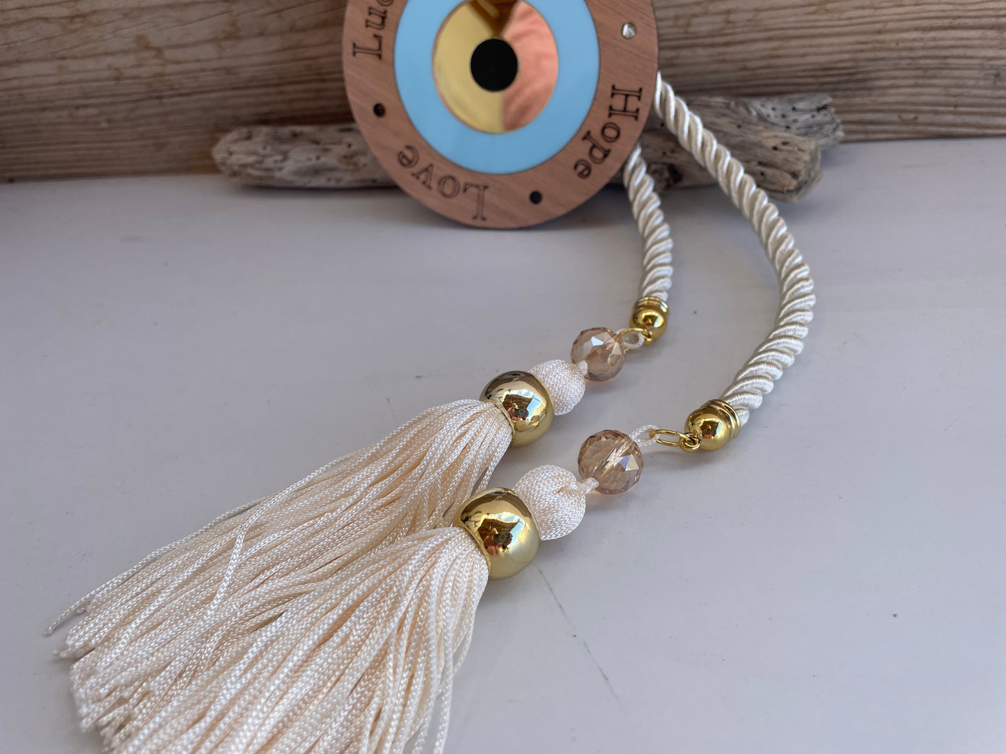 Evil Eye Wishes Wall Hanging, Tassel Housewarming, New Years Gift, House Protection