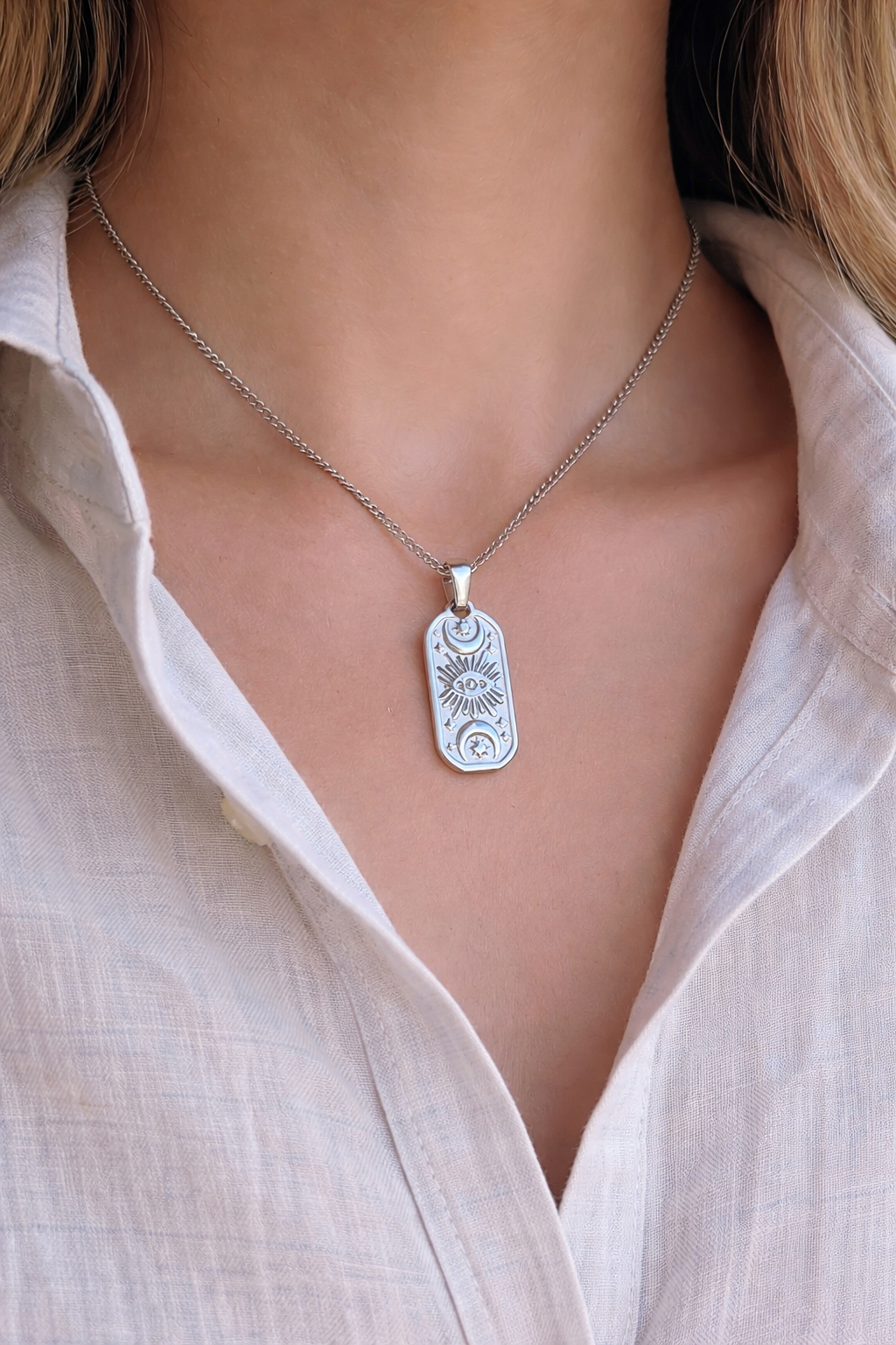 Stainless Steel Eye Necklace – Celestial & Minimalist Jewelry