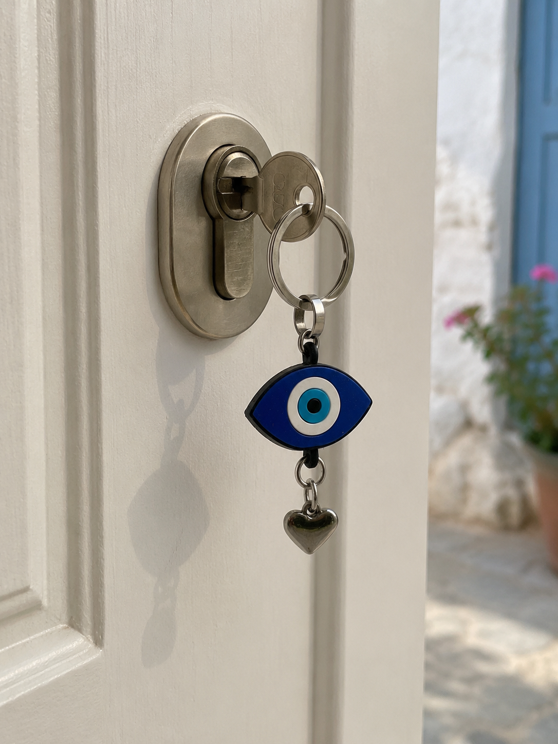 Greek Evil Eye Bag Charm & Keychain – Handmade Lucky Accessory