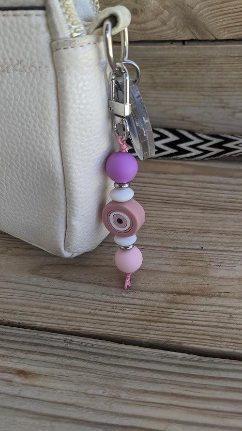 Evil Eye Silicone Keychain Bag Charm - Greek Gift - Handmade accessories