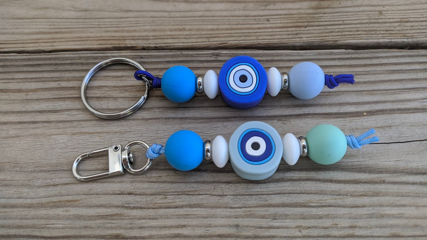 Evil Eye Silicone Keychain Bag Charm - Greek Gift - Handmade accessories