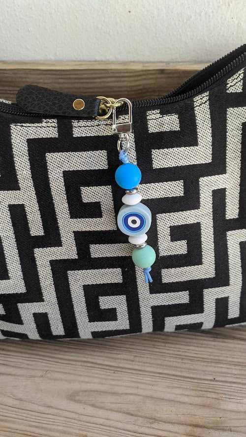 Evil Eye Silicone Keychain Bag Charm - Greek Gift - Handmade accessories