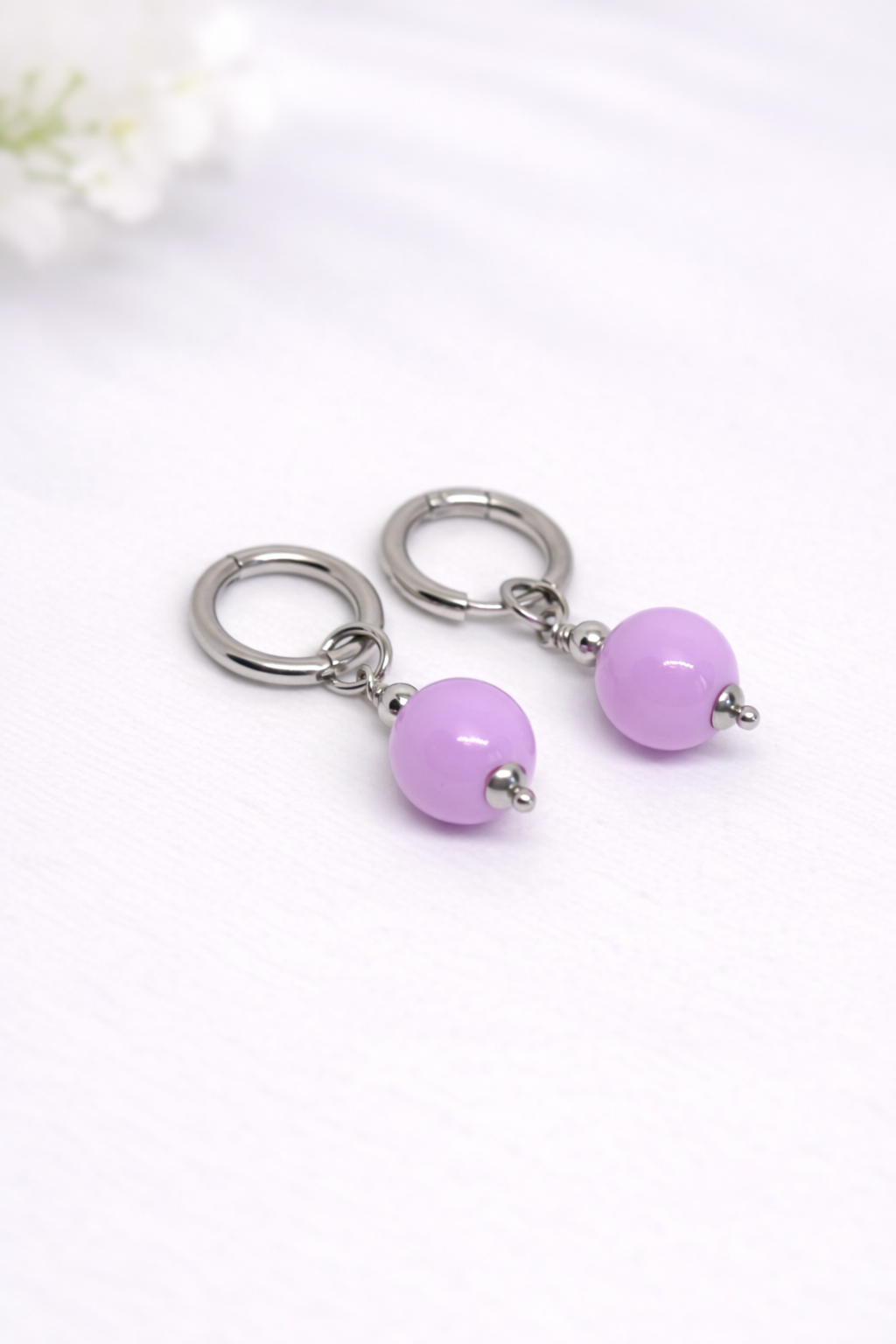 Summer Pastel Hoop Earrings with Acrylic Beads – 5 colors Available - Modern & Trendy Jewelry