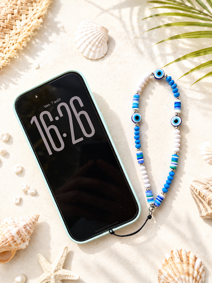 Bijou de Téléphone Oeil Grec Bleu - Porte bonheur Grec