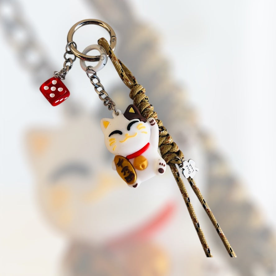 Lucky Cat Bag Charm - Maneki Neko Bag Charm - Stainless Bag Charm - Greek Gift