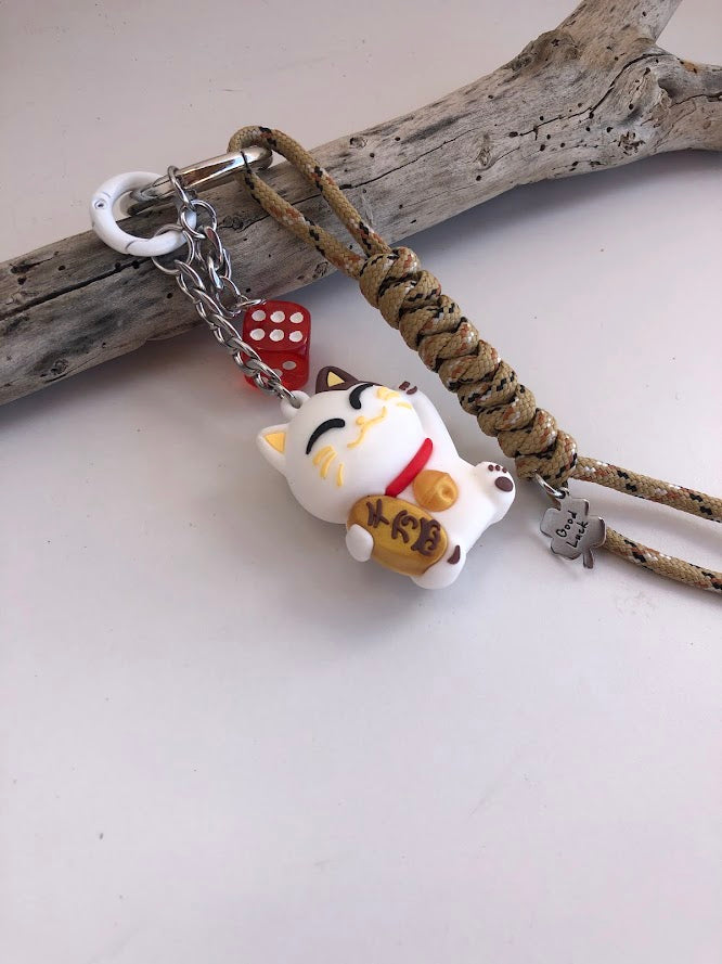 Lucky Cat Bag Charm - Maneki Neko Bag Charm - Stainless Bag Charm - Greek Gift