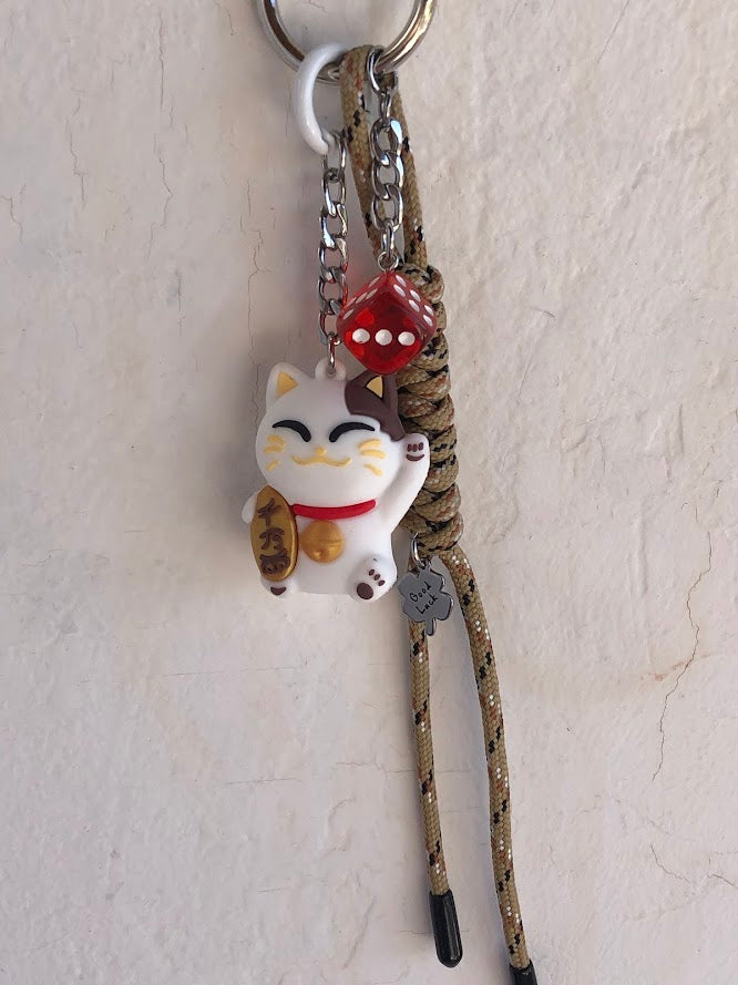 Lucky Cat Bag Charm - Maneki Neko Bag Charm - Stainless Bag Charm - Greek Gift