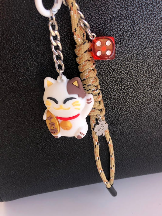 Lucky Cat Bag Charm - Maneki Neko Bag Charm - Stainless Bag Charm - Greek Gift