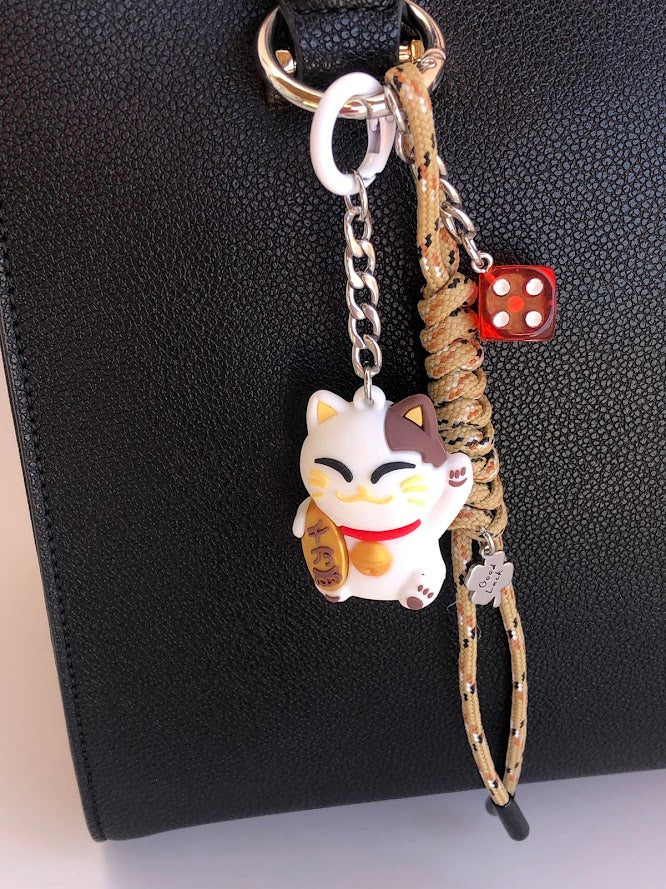 Lucky Cat Bag Charm - Maneki Neko Bag Charm - Stainless Bag Charm - Greek Gift