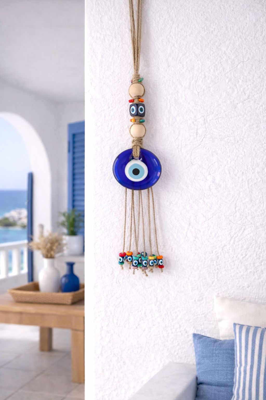 Glass Evil Eye Wall Hanging - House Protection - Greek Gift