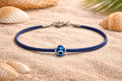 Bracelet œil bleu en paracorde, symbole de protection et d’élégance