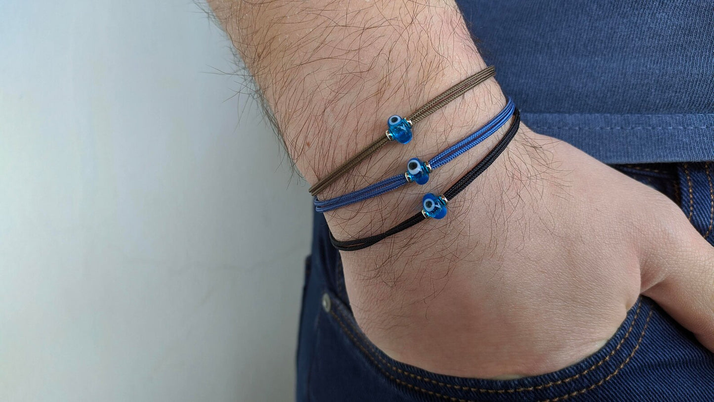 Bracelet œil bleu en paracorde, symbole de protection et d’élégance