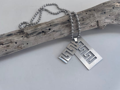 Greek Key Pendant for Mens - Stainless Steel Jewelry - Gift for Him