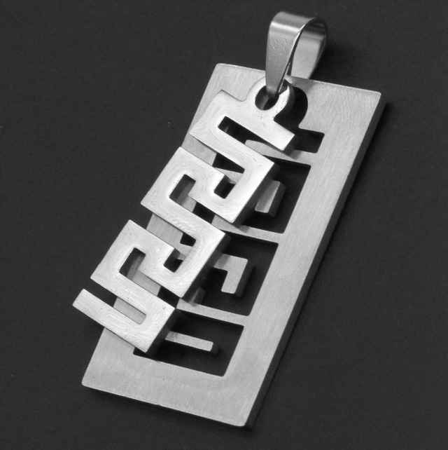 Greek Key Pendant for Mens - Stainless Steel Jewelry - Gift for Him