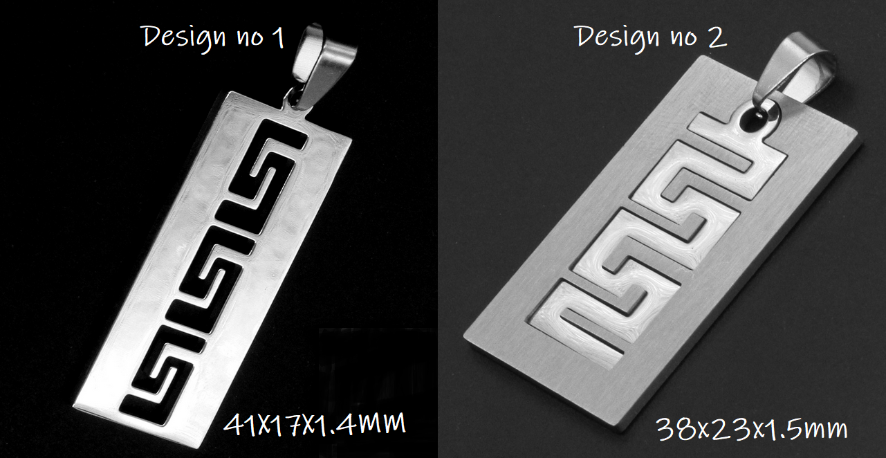 Greek Key Pendant for Mens - Stainless Steel Jewelry - Gift for Him