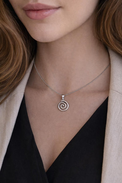 Collier Pendentif Spirale – Bijou Grec en Acier Inoxydable