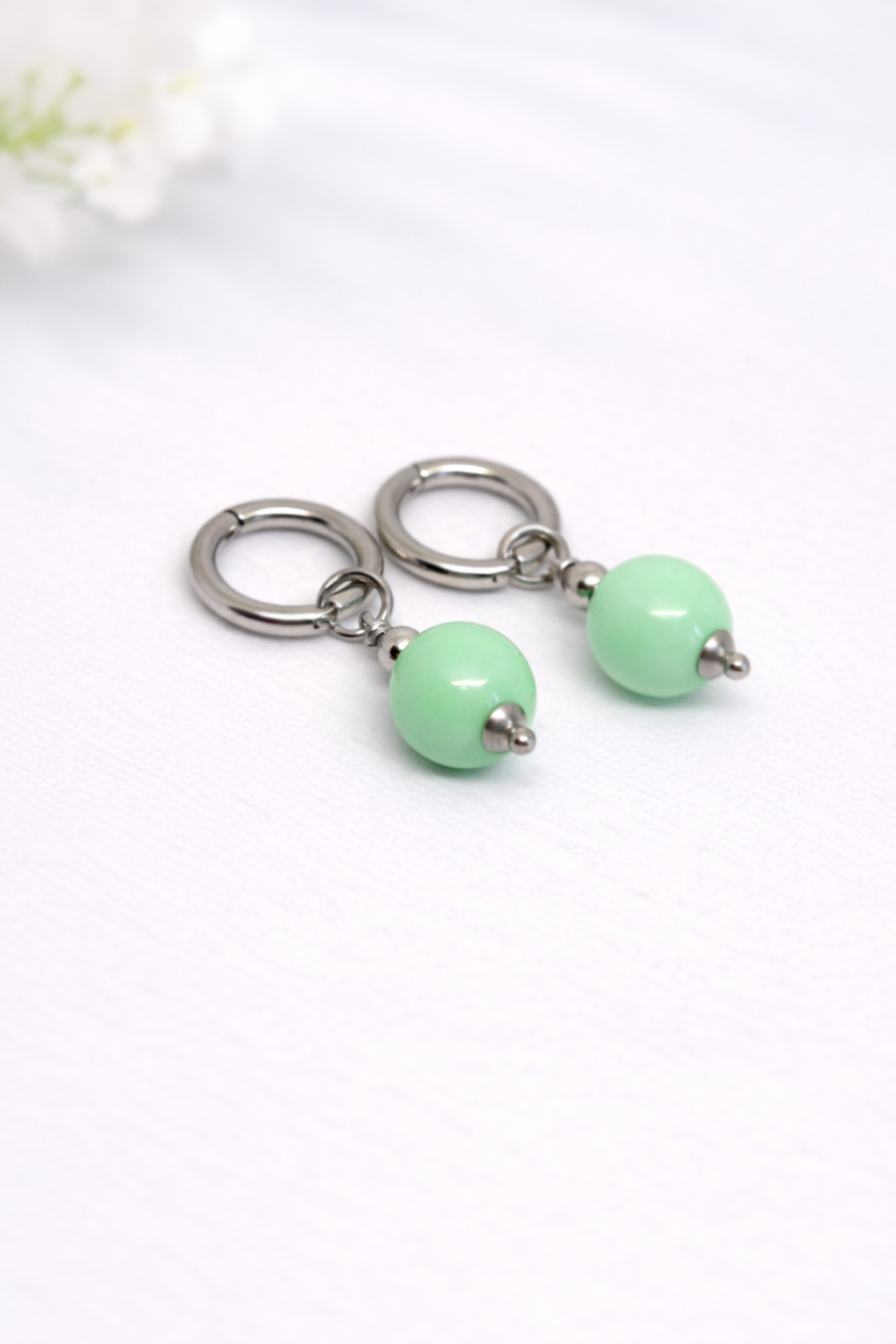 Summer Pastel Hoop Earrings with Acrylic Beads – 5 colors Available - Modern & Trendy Jewelry