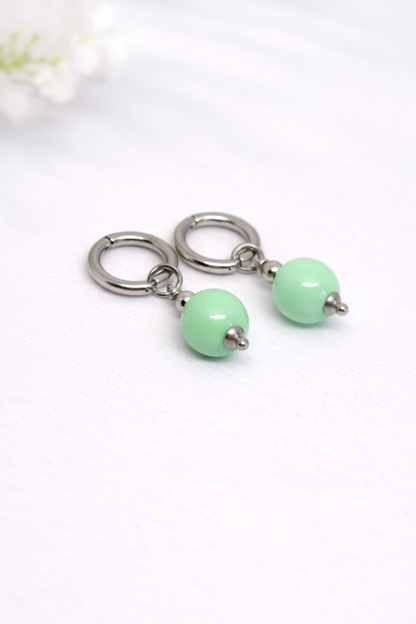 Summer Pastel Hoop Earrings with Acrylic Beads – 5 colors Available - Modern & Trendy Jewelry