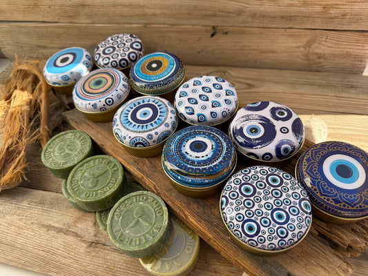 Savon à la glycérine Oeil Bleu - Boîte cadeau - Cadeau grec