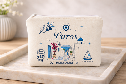Pochette Cycladique en Coton – Paros, Mykonos & Santorin
